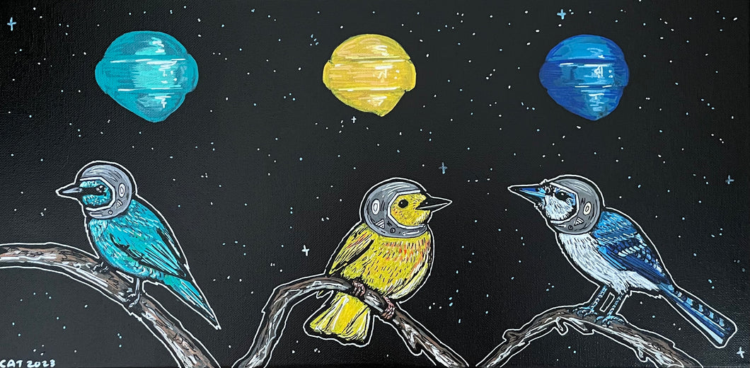 Three space bird painting