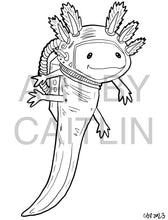 Load image into Gallery viewer, Axolotl coloring page!
