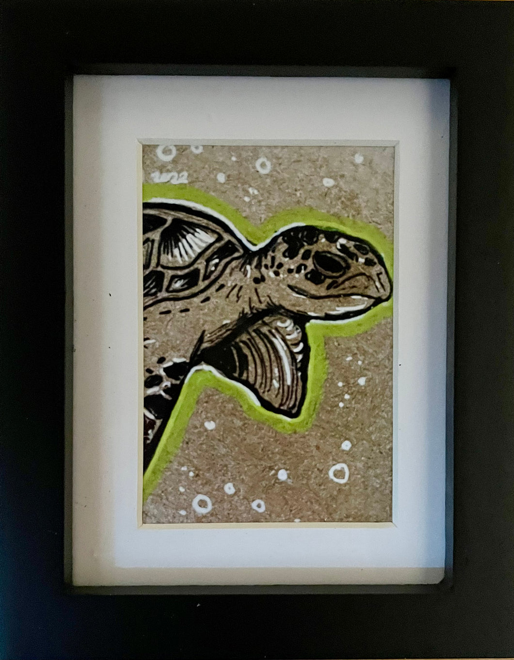Mini framed turtle print