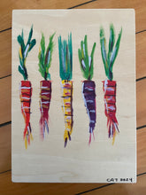 Load image into Gallery viewer, Colorful carrots on wood (v)
