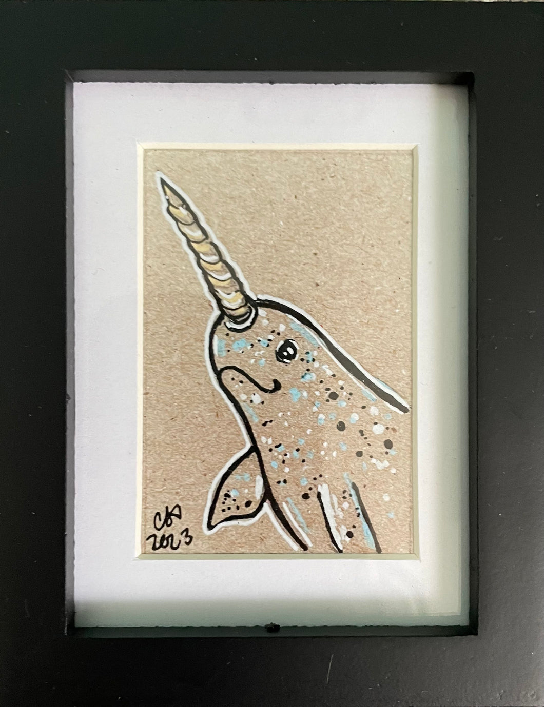 Narwhal mini framed print