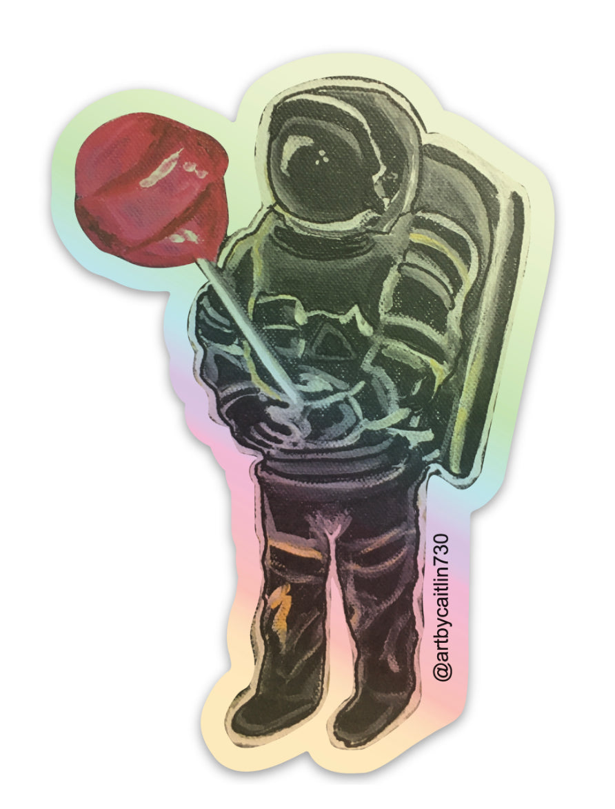 Astronaut holding lollipop Sticker