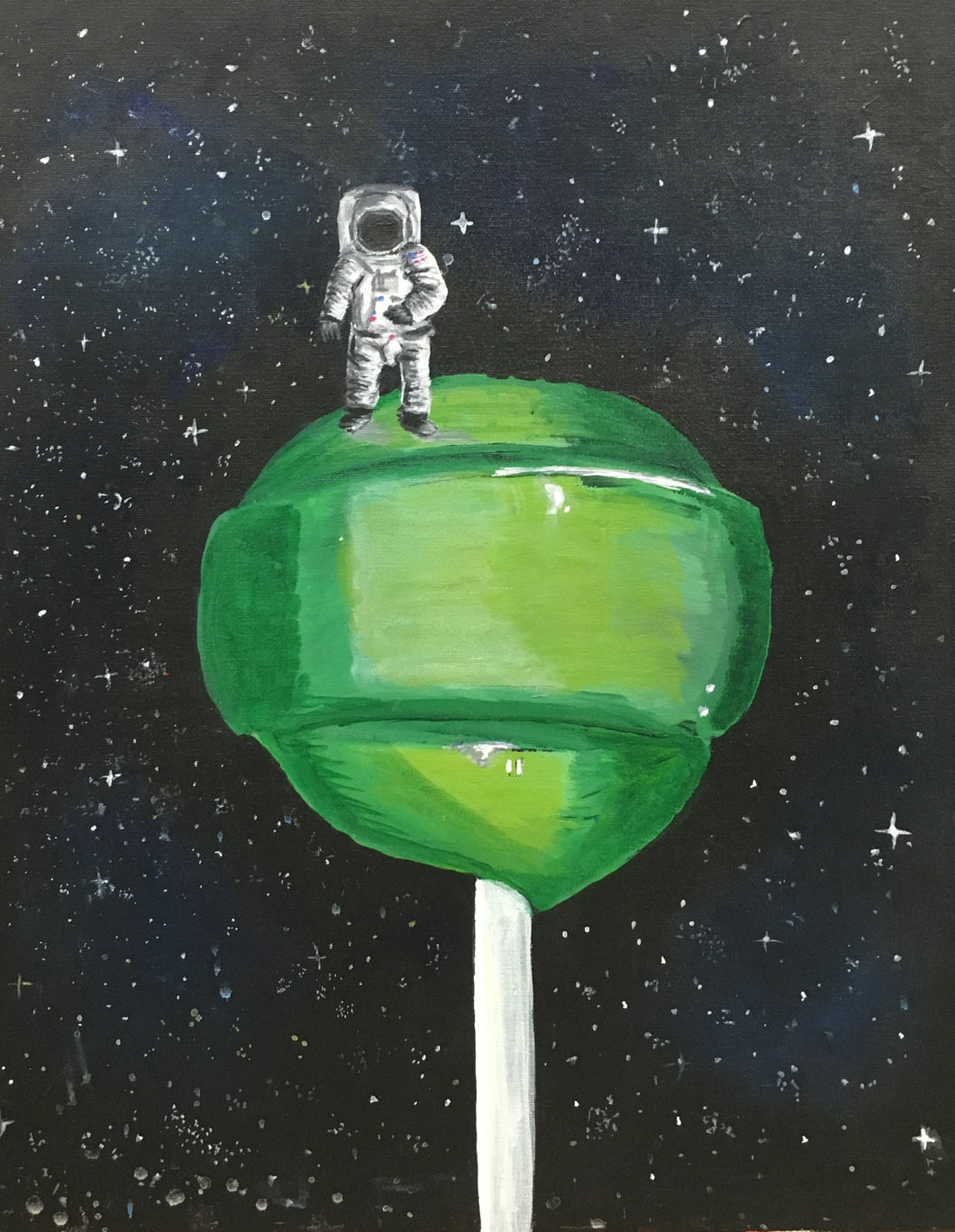 Green Lollipop in Space print