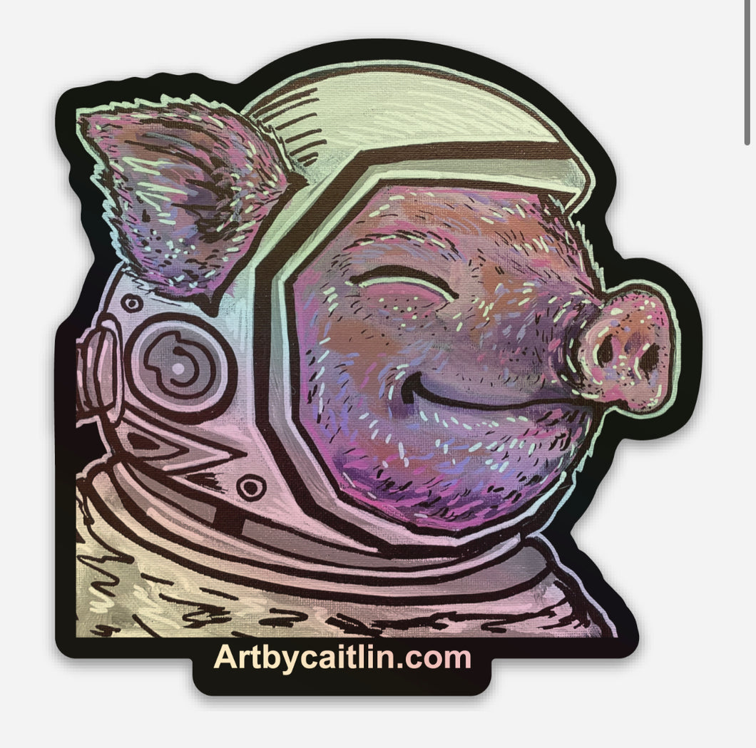 Space pig sticker