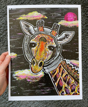 Load image into Gallery viewer, Giraffe astronaut print
