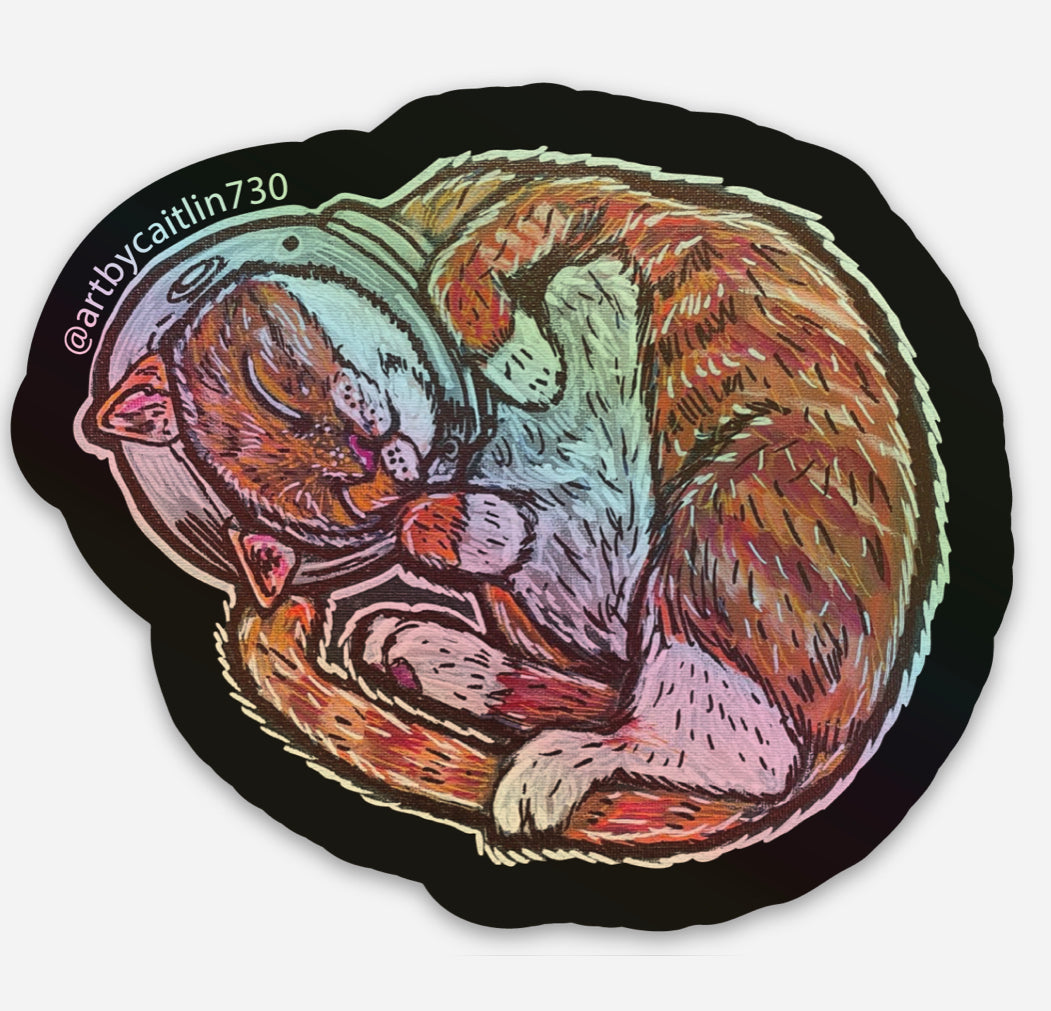 Cat astronaut sticker