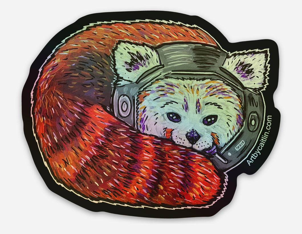 Space red panda sticker