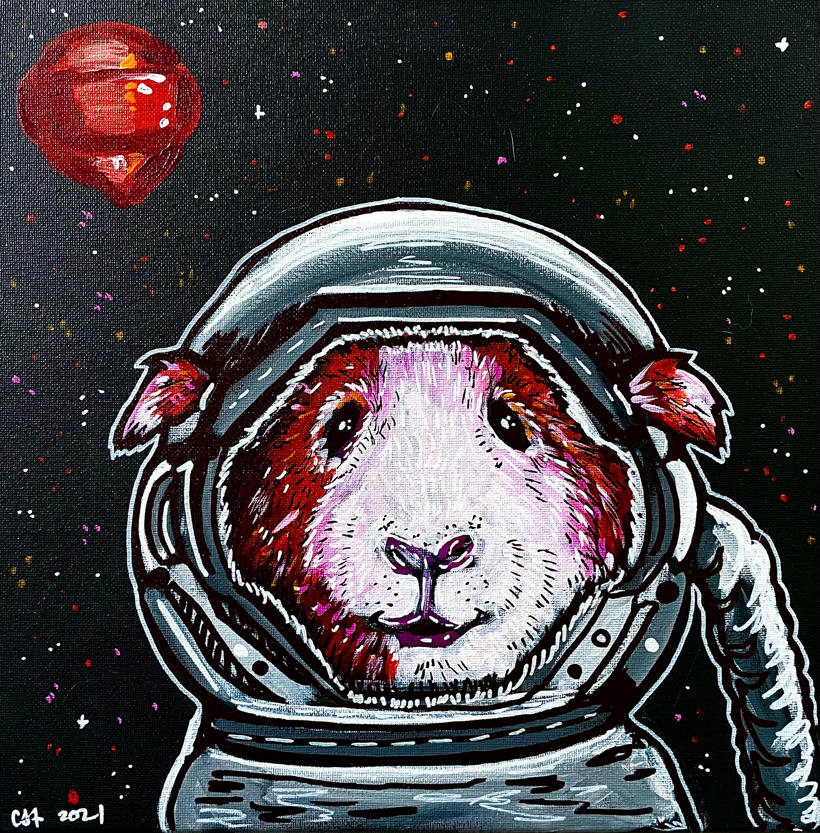 Guinea-pig-stronaut print